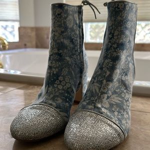 Floral denim boot